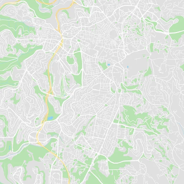 Στο κέντρο της πόλης vector χάρτη της Ιερουσαλήμ, Ισραήλ — Διανυσματικό Αρχείο