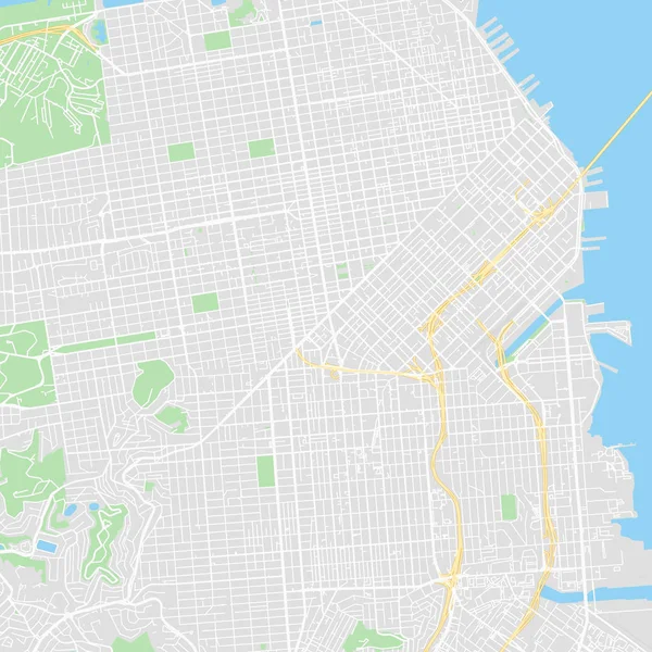 Centru města Vektorová mapa of San Francisco, Spojené státy — Stockový vektor