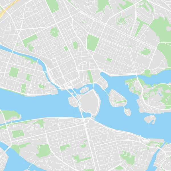 Centrum vector kaart van Stockholm, Zweden — Stockvector