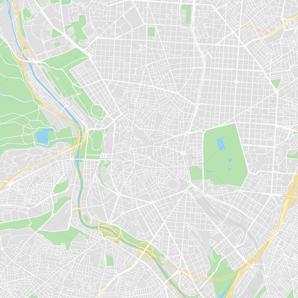 Downtown vector map of Madrid, Spain