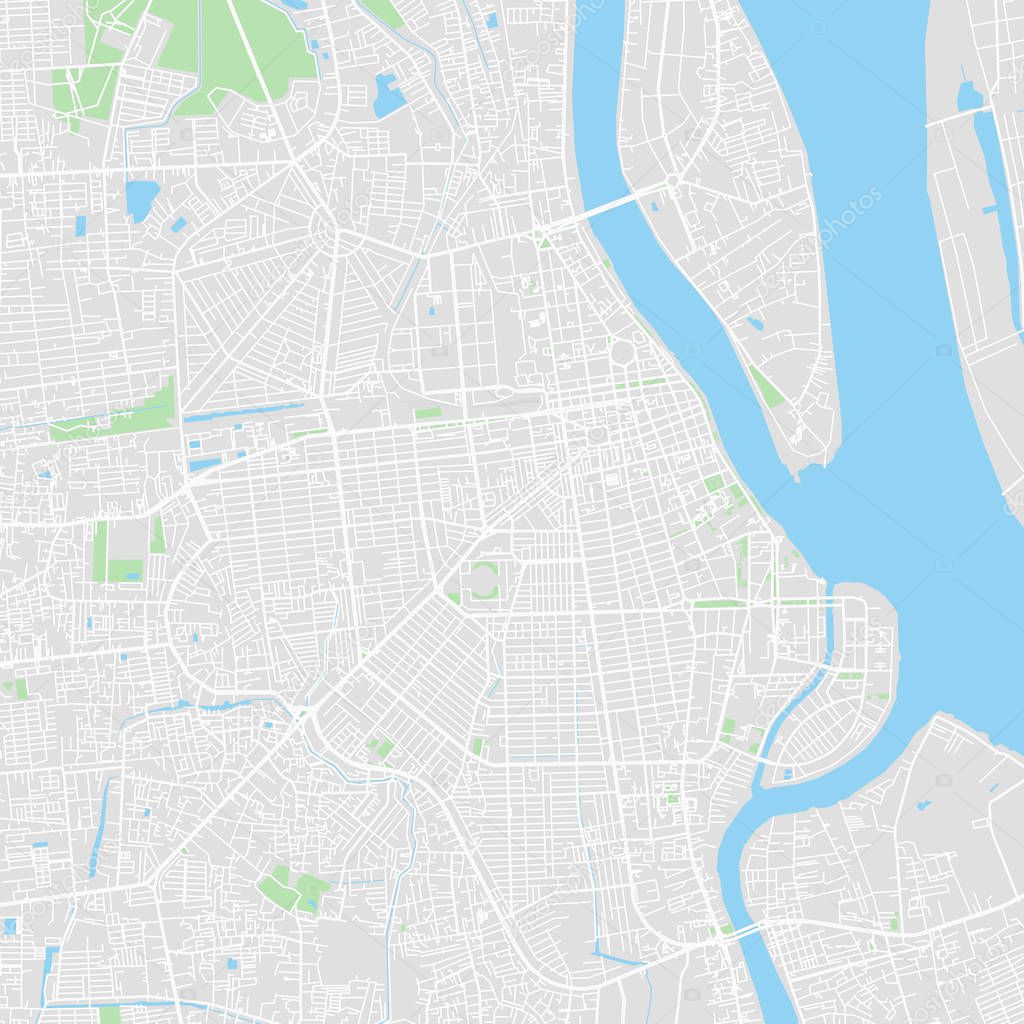Downtown vector map of Phnom Penh, Cambodia