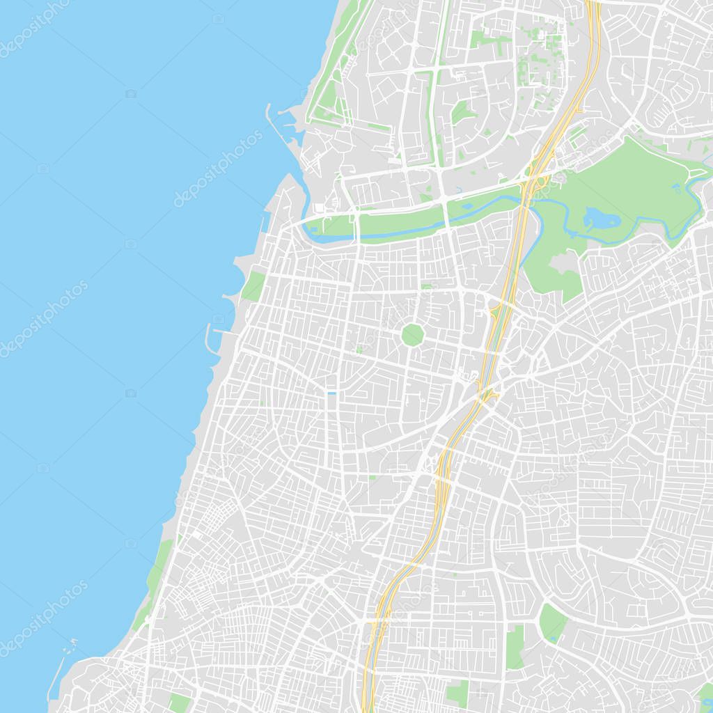 Downtown vector map of Tel Aviv, Israel