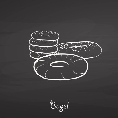 Simit yemek kroki kara tahta üzerinde