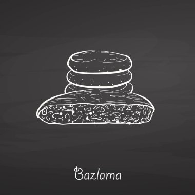 Bazlama yemek kroki kara tahta üzerinde