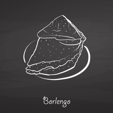 Borlengo gıda kroki kara tahta üzerinde