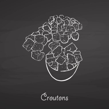 Croutons food sketch on chalkboard clipart