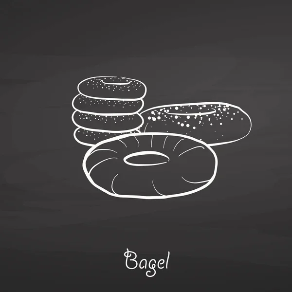 Sketsa makanan Bagel di papan tulis - Stok Vektor