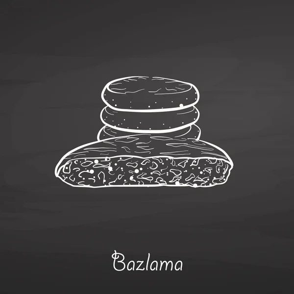 Croquis alimentaire Bazlama sur tableau noir — Image vectorielle