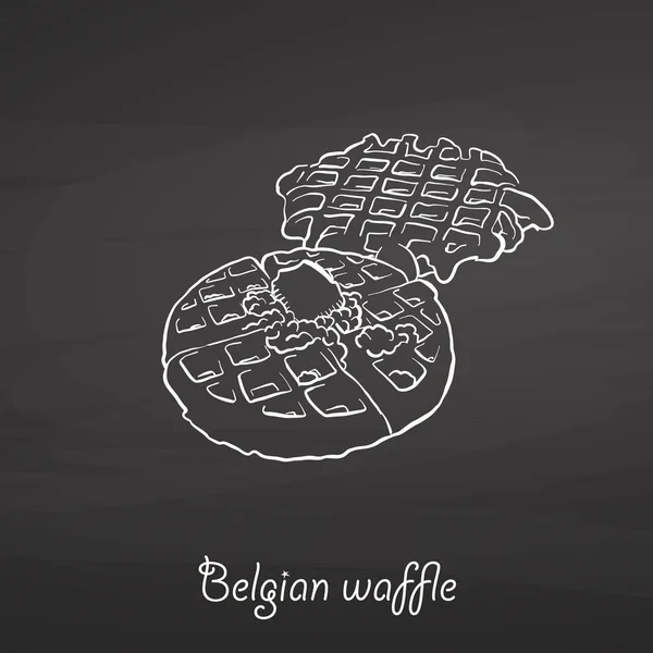 Sketsa makanan wafel Belgia pada papan tulis - Stok Vektor