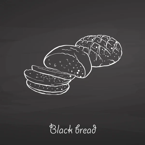 Black bread food sketch on chalkboard — Stock Vector