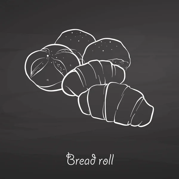 Esboço do alimento do rolo do pão no quadro —  Vetores de Stock