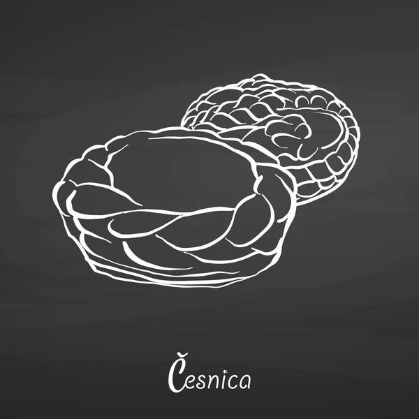 Sketsa makanan Cesnika di papan tulis - Stok Vektor