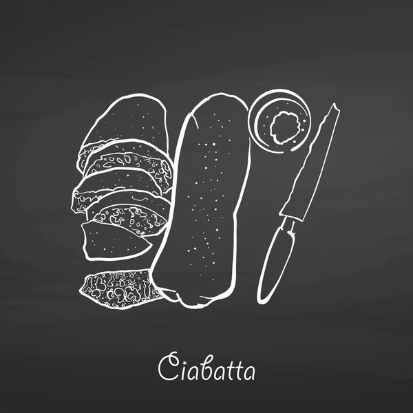 Esboço de comida Ciabatta em quadro-negro — Vetor de Stock