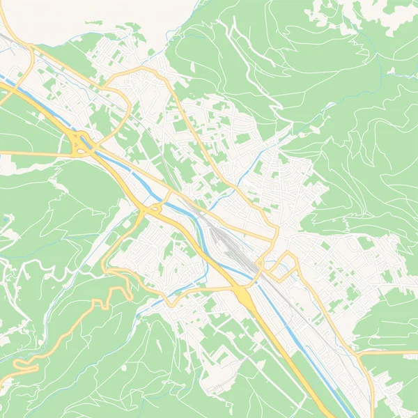Bludenz, Austria mapa imprimible — Vector de stock