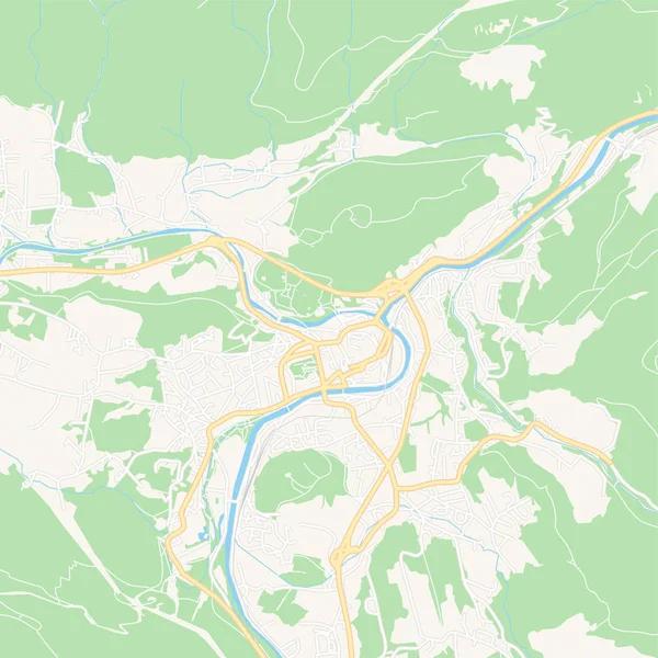 Bad Ischl, Oostenrijk afdrukbare kaart — Stockvector