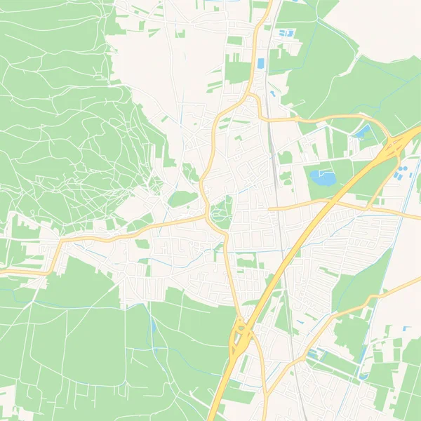 Voslau buruk, Austria peta yang dapat dicetak - Stok Vektor