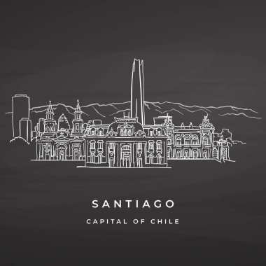 Santiago Şili ünlü binalar yazı tahtası üzerinde çizim