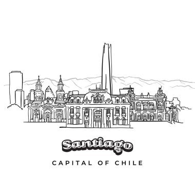 Santiago, Şili çizilmiş manzarası