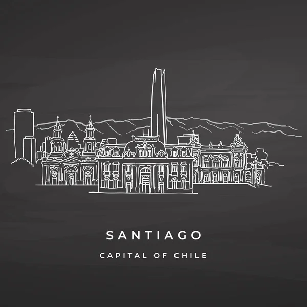 Santiago Chile edificios famosos dibujo en pizarra — Archivo Imágenes Vectoriales