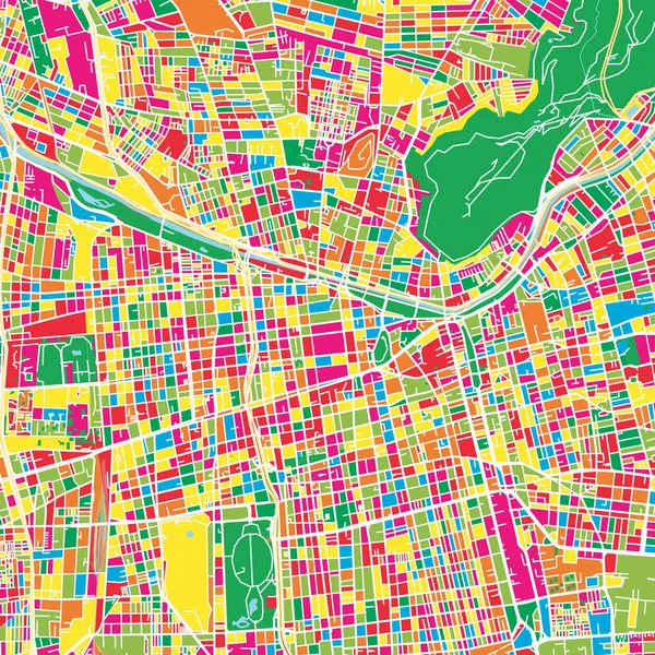 Santiago Chili kleurrijke kaart sjabloon — Stockvector