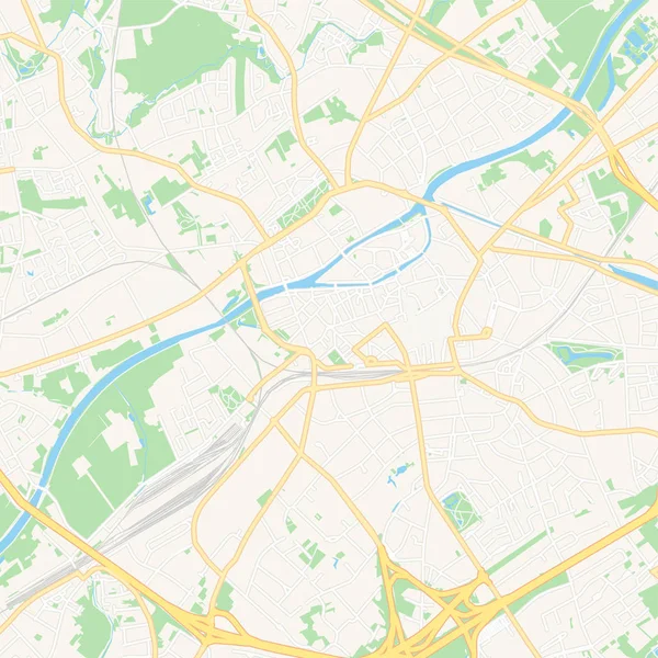 Kortrijk, België afdrukbare kaart — Stockvector