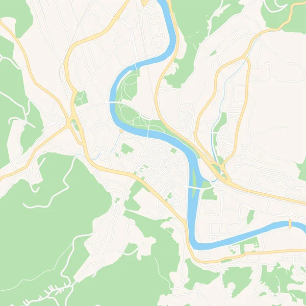 Mapa imprimible de Zenica, Bosnia y Herzegovina — Vector de stock