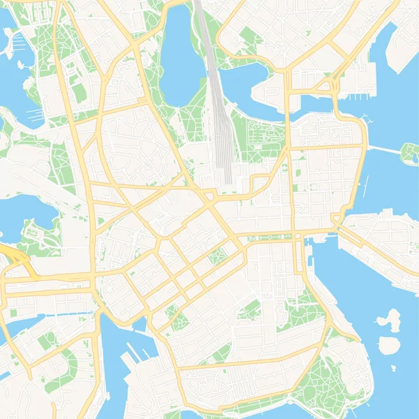 Helsinki, Finland afdrukbare kaart — Stockvector
