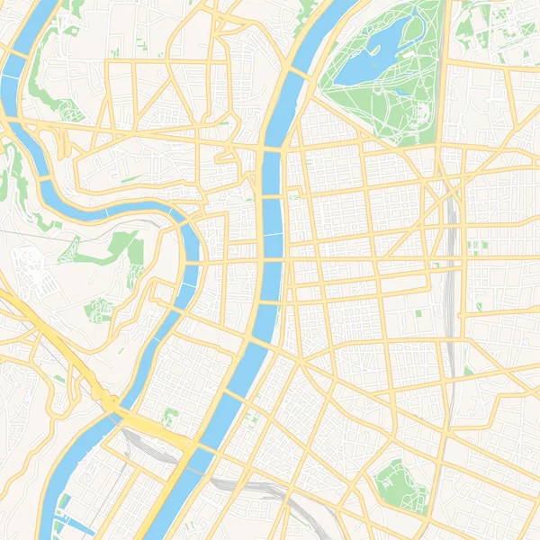 Lyon, France printable map — Stock Vector