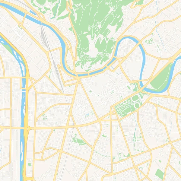 Grenoble, France printable map — Stock Vector