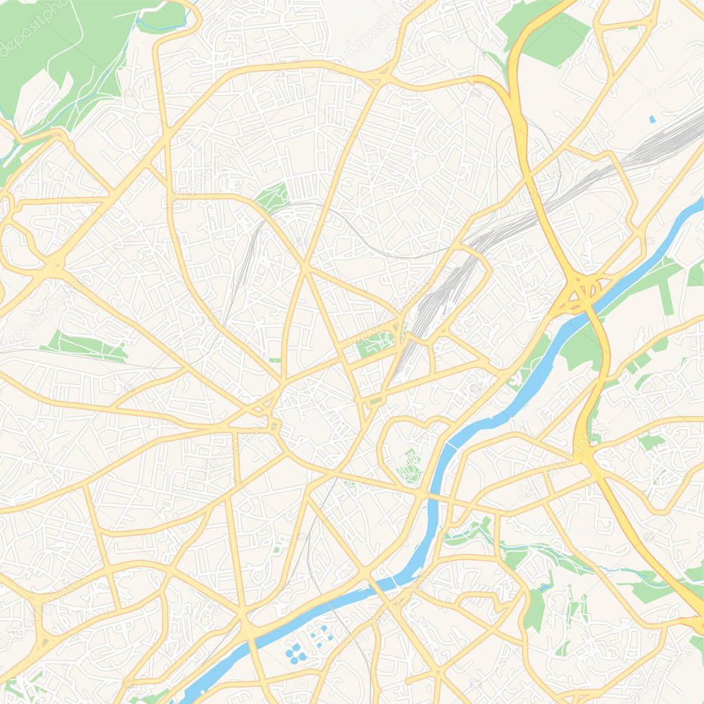 Limoges, France printable map