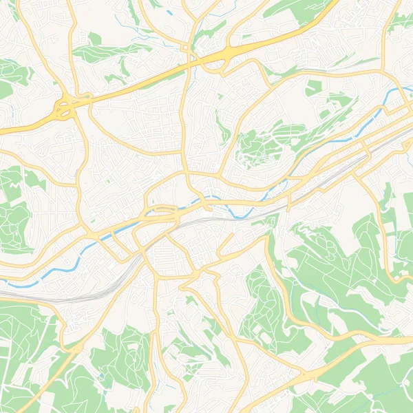 Wuppertal, Alemania mapa imprimible — Archivo Imágenes Vectoriales