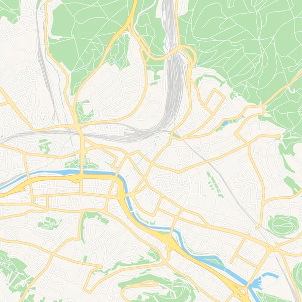 Saarbrucken, Německo, Tištěná mapa — Stockový vektor