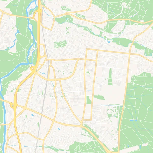 Erlangen, Německo, Tištěná mapa — Stockový vektor