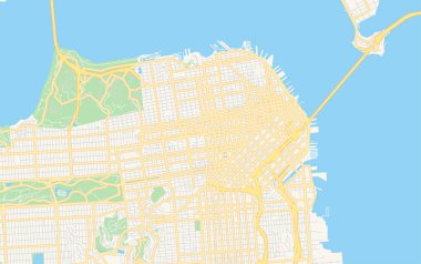 San Francisco boş vektör haritası, Kaliforniya, ABD