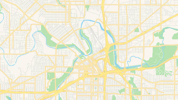 Empty vector map of Fort Worth, Texas, USA
