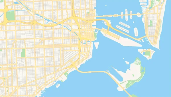Mappa vettoriale vuota di Miami, Florida, USA — Vettoriale Stock