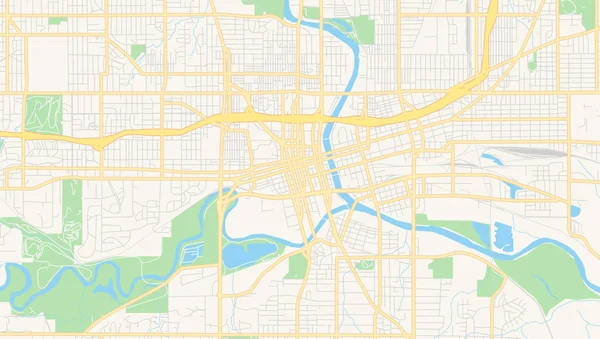 Lege vectorkaart van des Moines, Iowa, USA — Stockvector