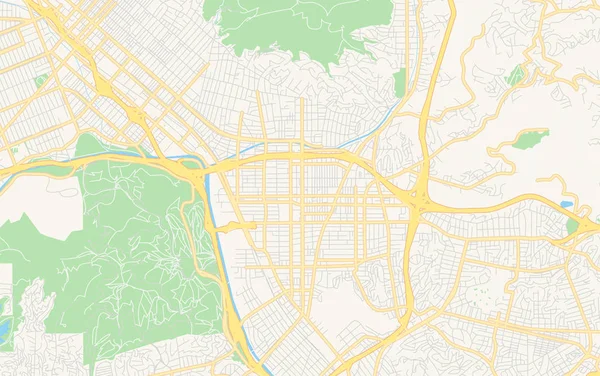 Mapa vectorial vacío de Glendale, California, EE.UU. — Vector de stock