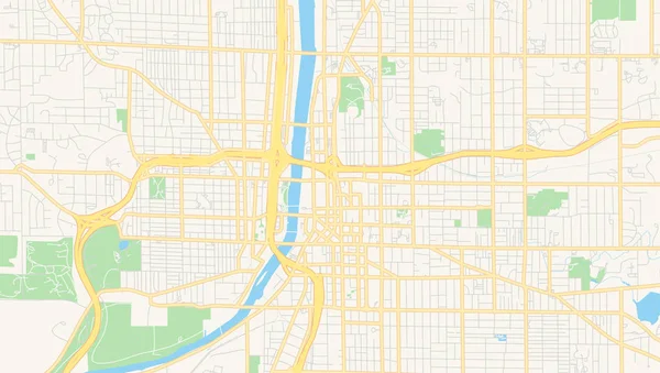 大急流城的空矢量地图，密歇根州，乌萨 — 图库矢量图片