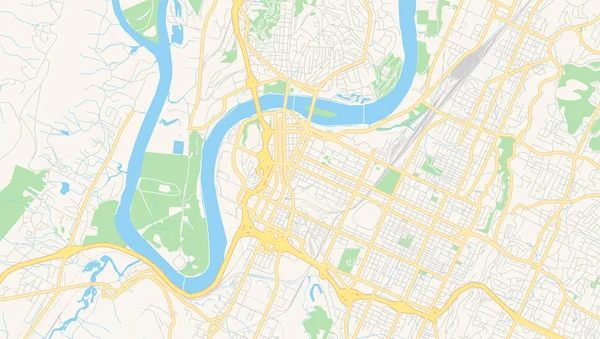 Mapa vectorial vacío de Chattanooga, Tennessee, EE.UU. — Vector de stock