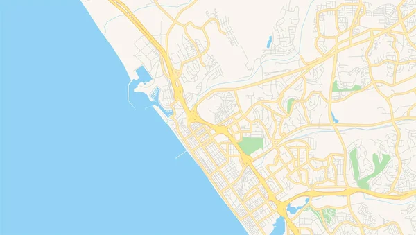 Mapa vectorial vacío de Oceanside, California, EE.UU. — Vector de stock