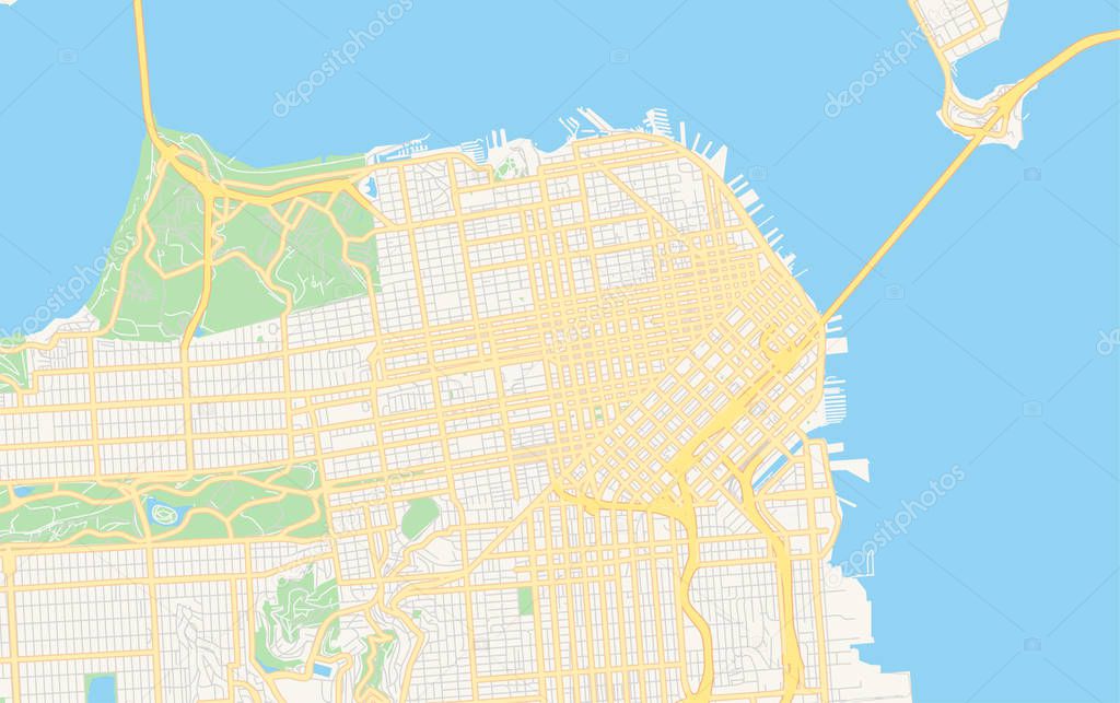 Empty vector map of San Francisco, California, USA
