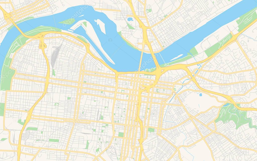 Empty vector map of Louisville, Kentucky, USA