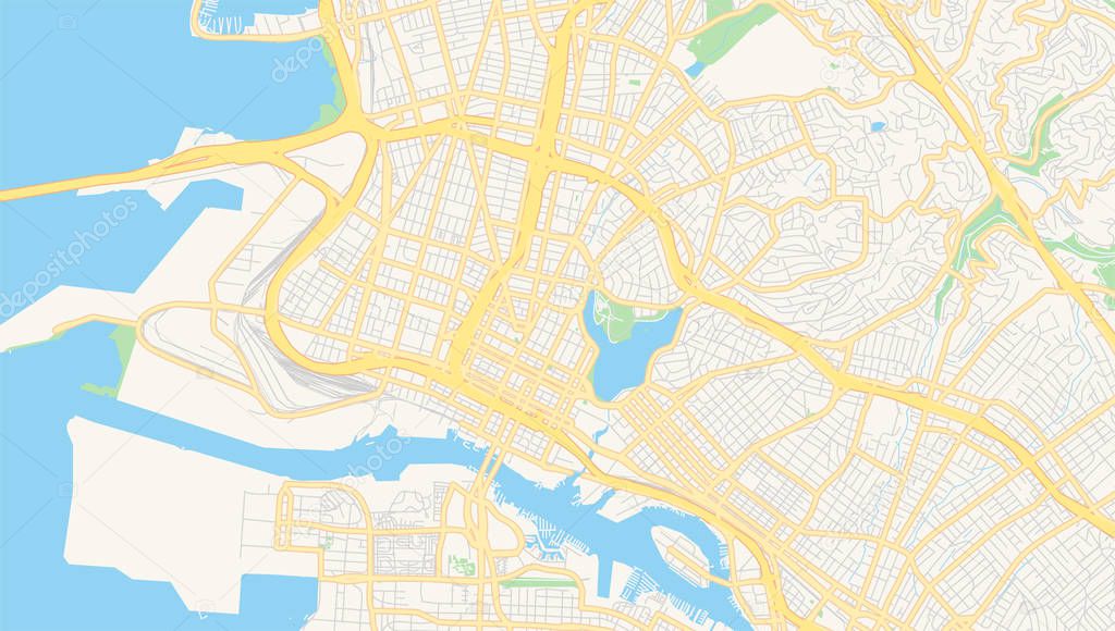 Empty vector map of Oakland, California, USA