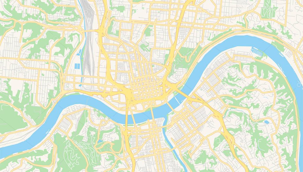 Empty vector map of Cincinnati, Ohio, USA