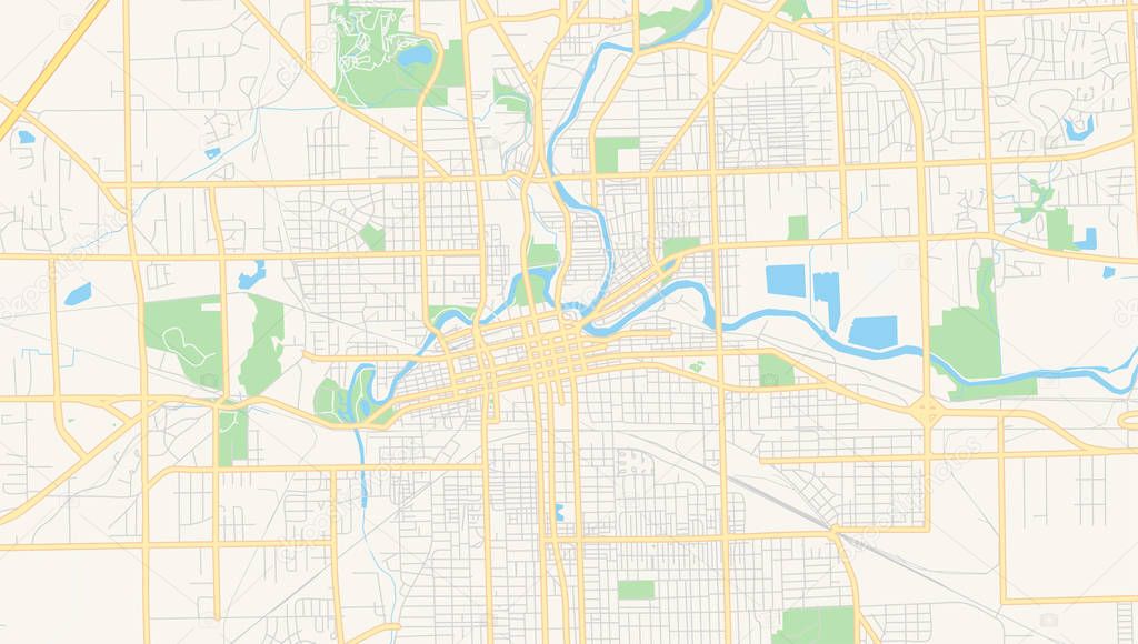 Empty vector map of Fort Wayne, Indiana, USA