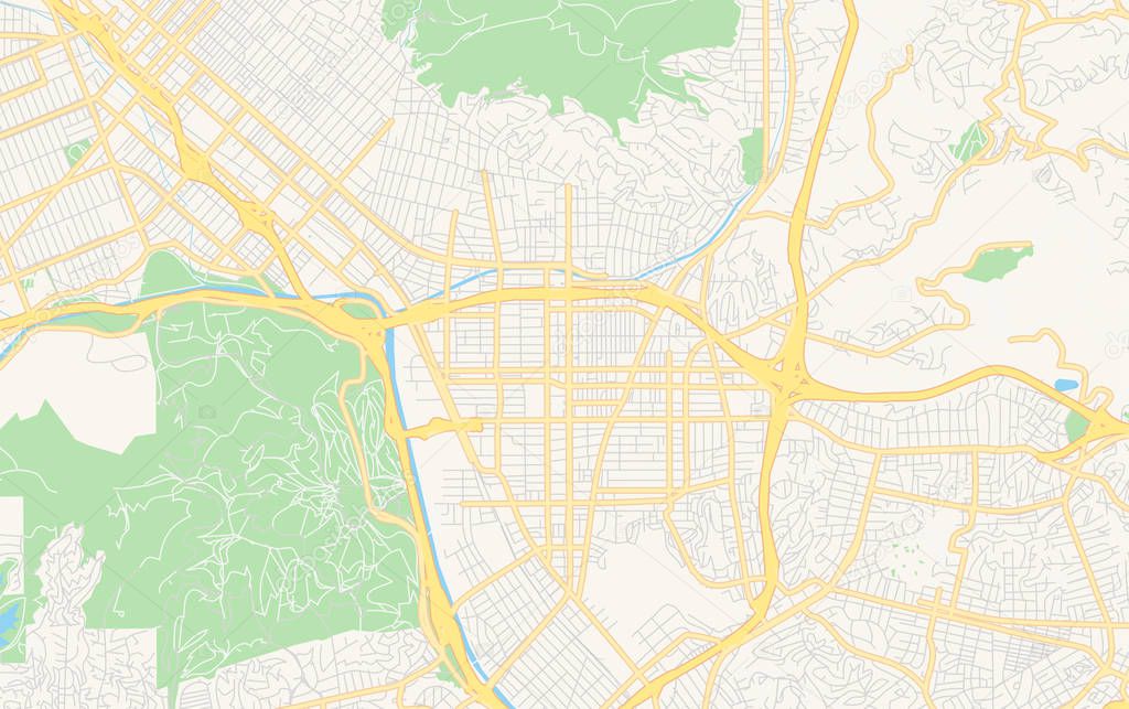 Empty vector map of Glendale, California, USA
