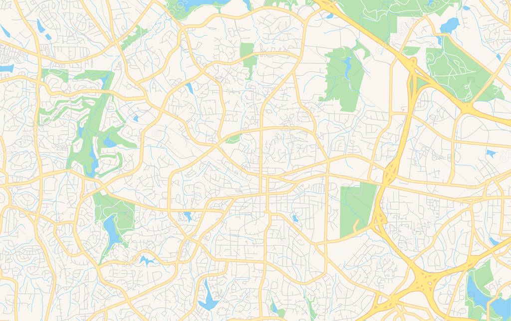 Empty vector map of Cary, North Carolina, USA