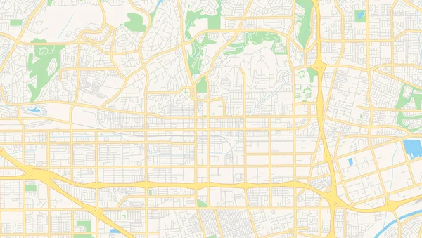 Leere Vektorkarte von Fullerton, Kalifornien, USA — Stockvektor