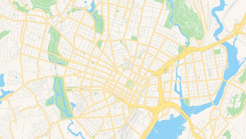 Empty vector map of New Haven, Connecticut, USA